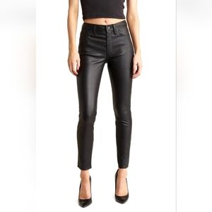 HUDSON Barbara Mid Rise Skinny Black Leather Pants Size 25 Org $995